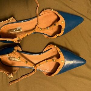 Aldo Blue and Tan Women's Studded Heels